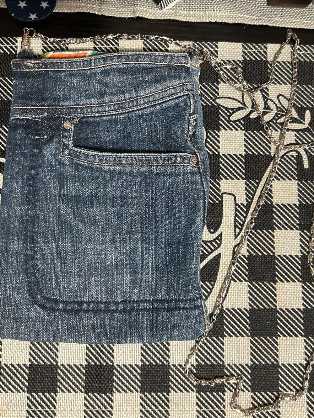 Denim Small Crossbody Pouch in Blue & Multicolor